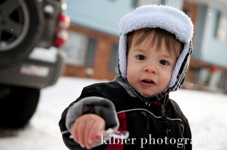 cute boy in snow