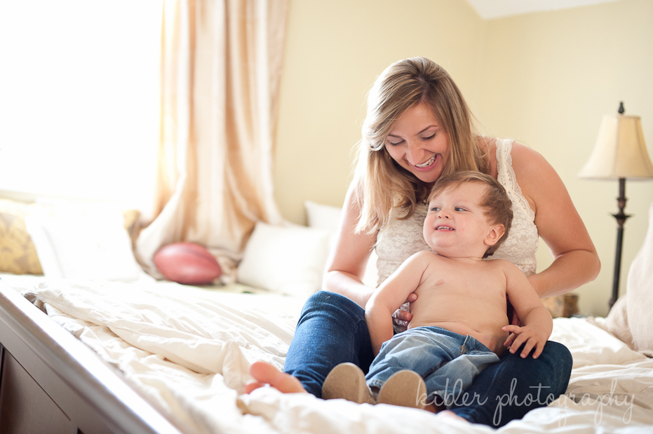 mother and son maternity photo