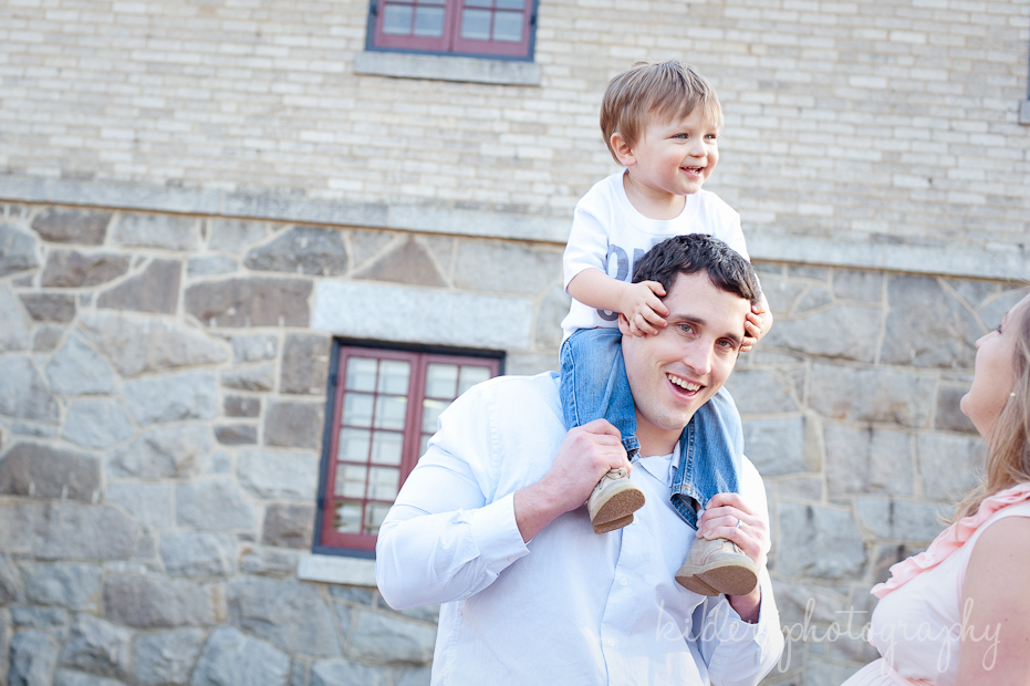 father and son on shoulders photo