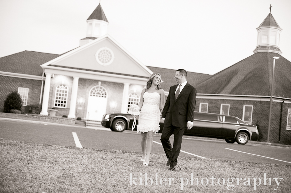 Kristen and Will outside wedding in Staunton at memorial baptist church photo