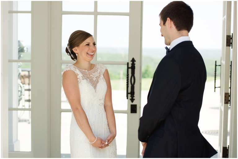 First look happiness at a Trump Winery Grand Hall wedding