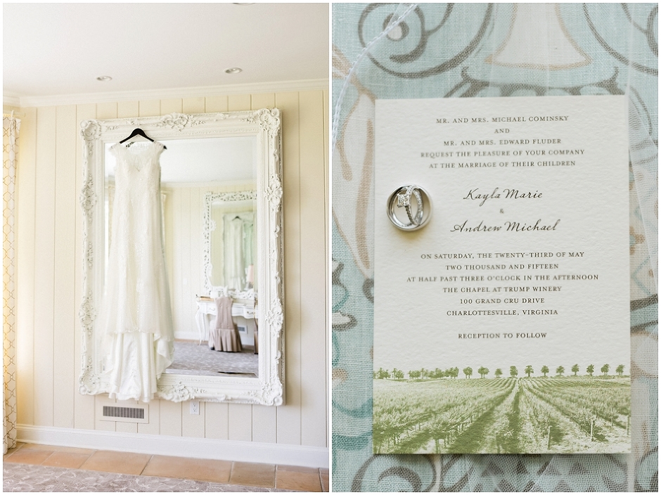 wedding dress and wedding invitation details at Trump Winery Chapel- Trump Winery wedding 
