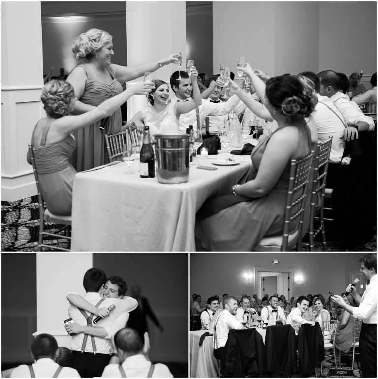 toasts during reception at Trump Winery Grand Hall wedding in Charlottesville Virginia
