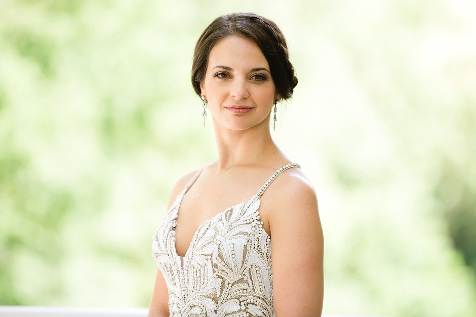 bridal portrait on balcony at Guildford Farm Ruckersville wedding