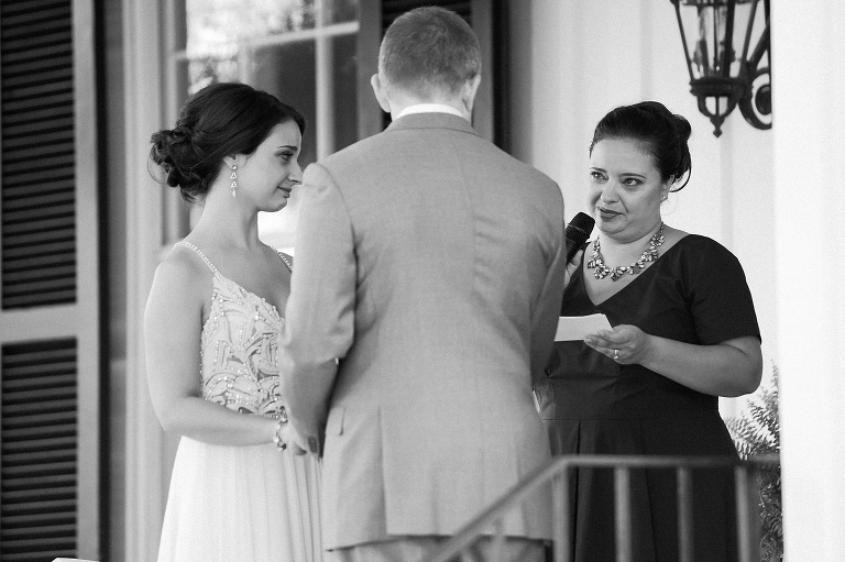 emotional moment during ceremony by Guildford Farm wedding photographer 