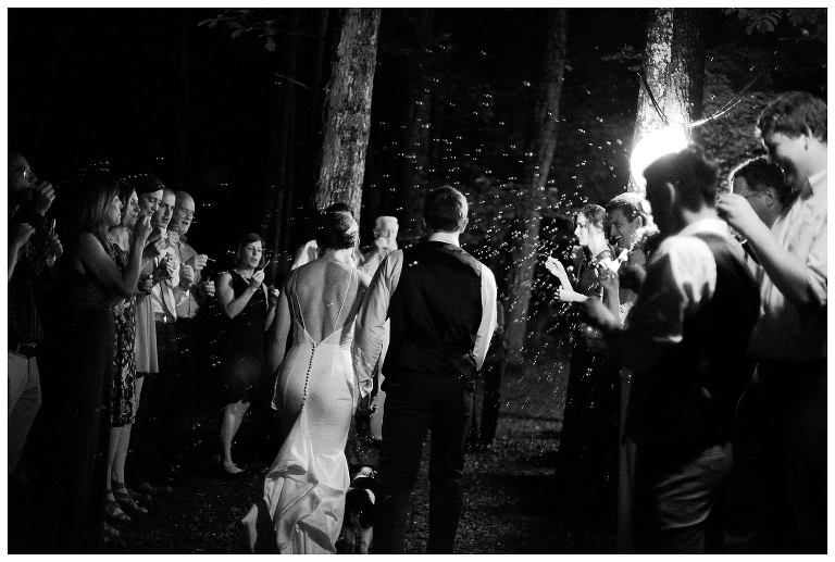 bride and groom exit at Montfair Resort farm wedding