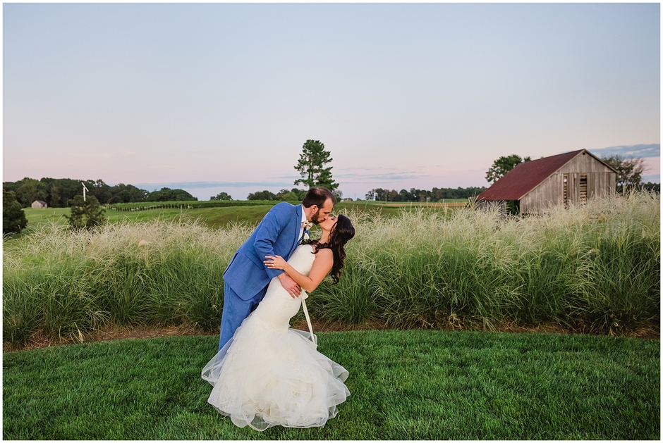 Early Mountain Vineyard Wedding dipping portrait photo