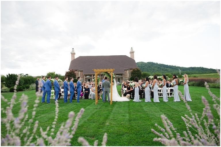 Ceremony Site during Early Mountain Vineyard Wedding