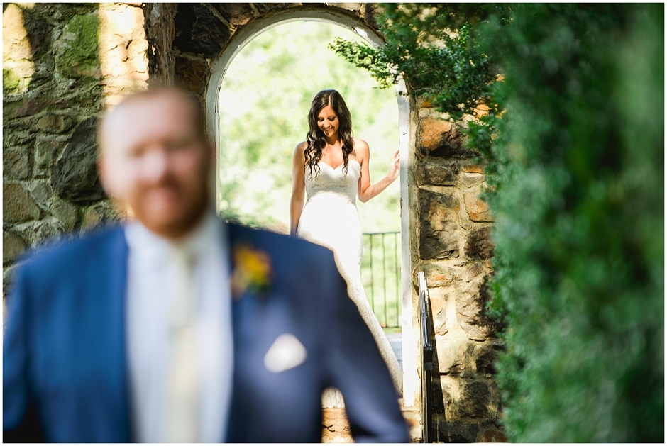 first look during wedding at poplar springs manor inn